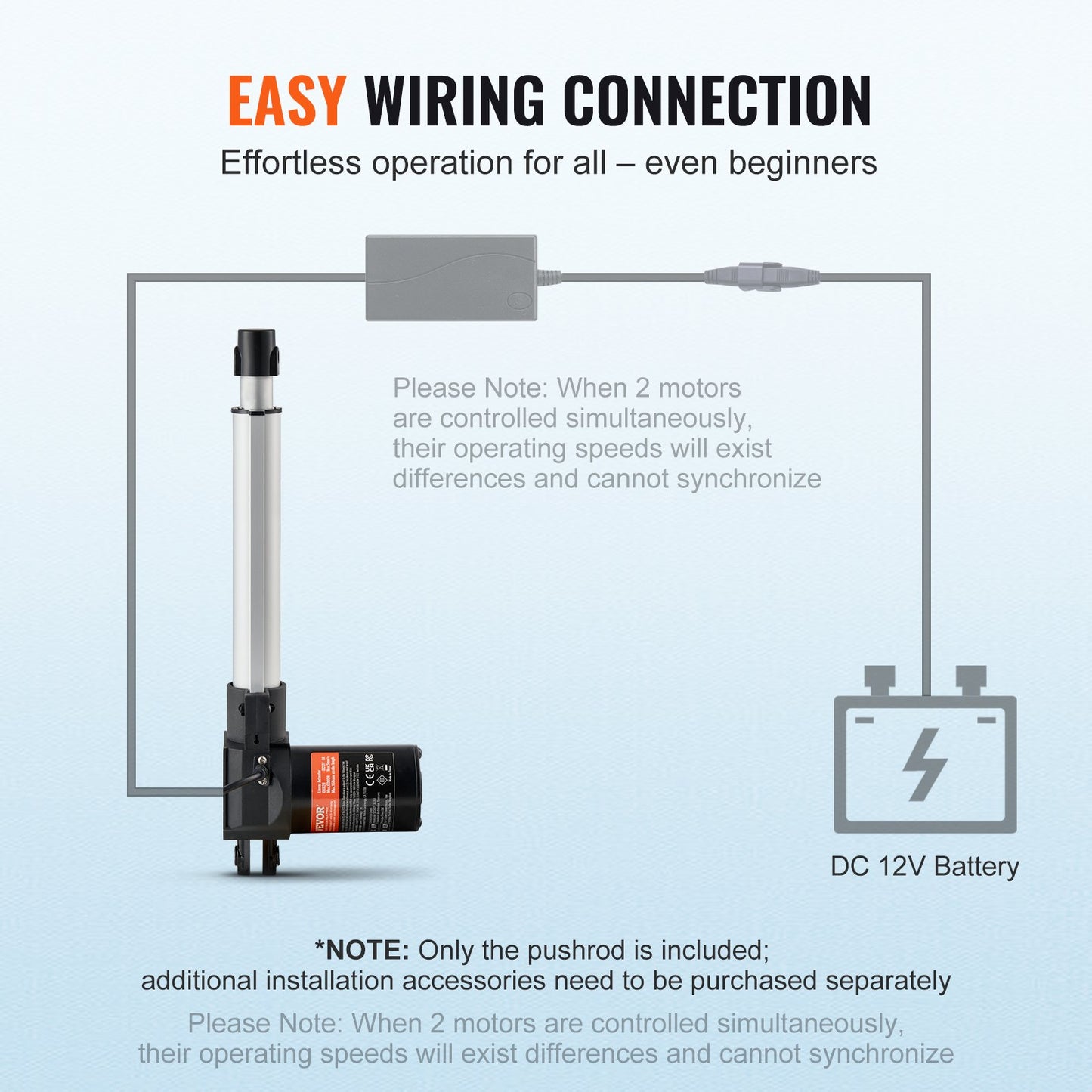 Linear Actuator 12V, 8 Inch Heavy Duty 1320lbs/6000N Linear Actuator, 0.19"/s Linear Motion Actuator with Mounting Bracket & IP44 Protection for Electric Door Industrial Machinery Vessels Cargo - Image 6
