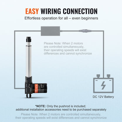 Linear Actuator 12V, 8 Inch Heavy Duty 1320lbs/6000N Linear Actuator, 0.19"/s Linear Motion Actuator with Mounting Bracket & IP44 Protection for Electric Door Industrial Machinery Vessels Cargo - Image 6