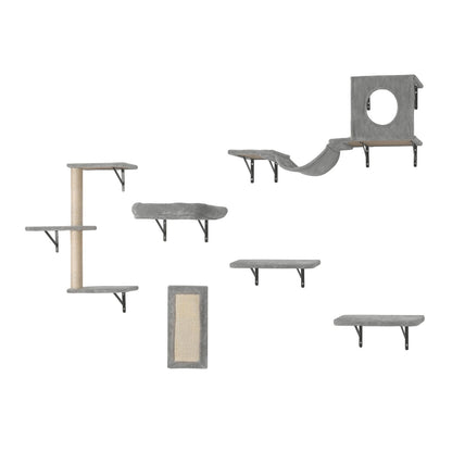 Wall Mounted Cat Shelves, Cat Wall Shelves and Perches with Jumping Boards, Hammock, Sofa, Cat Tree & Cat Grip, Cat Furniture and Shelves up to 40 lbs for Sleeping, Playing, Climbing, Set of 6 - Image 9