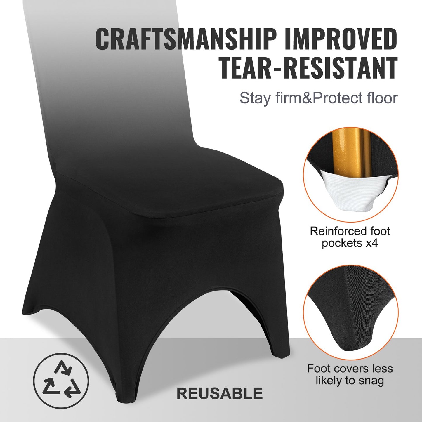 50 PCS Black Chair Covers Polyester Spandex Stretch Wedding Party Banquet - Image 5