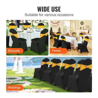 50 PCS Black Chair Covers Polyester Spandex Stretch Wedding Party Banquet - Image 6