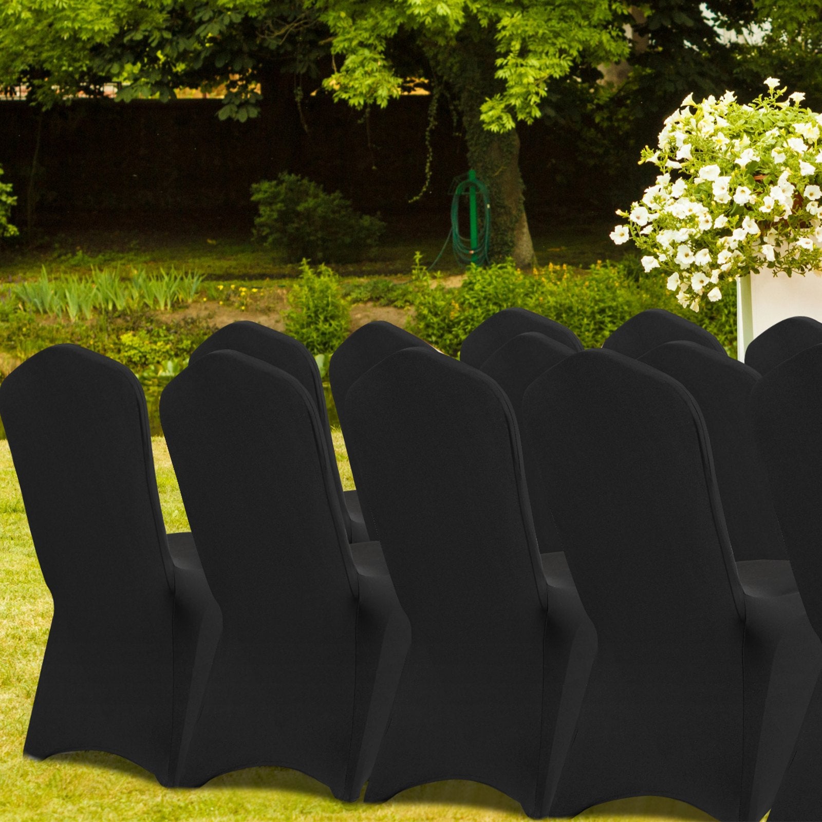 50 PCS Black Chair Covers Polyester Spandex Stretch Wedding Party Banquet - Image 8