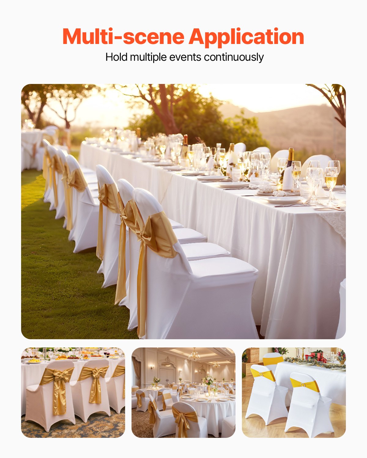 Stretch Spandex Folding Chair Covers, Universal Fitted Chair Cover, Removable Washable Protective Slipcovers, for Wedding, Holiday, Banquet, Party, Celebration, Dining (12PCS White) - Image 2
