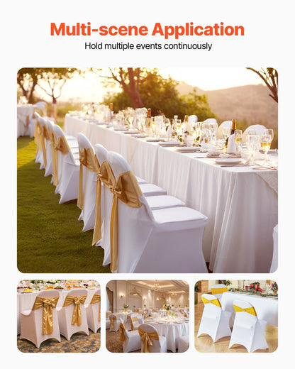 Stretch Spandex Folding Chair Covers, Universal Fitted Chair Cover, Removable Washable Protective Slipcovers, for Wedding, Holiday, Banquet, Party, Celebration, Dining (12PCS White) - Image 2