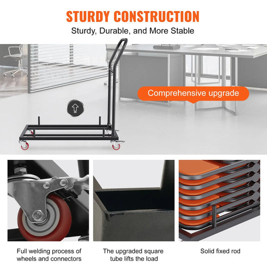 12 Chairs Folding Chair Storage Dolly Folding Chairs Rack Heavy Duty Iron - Image 3