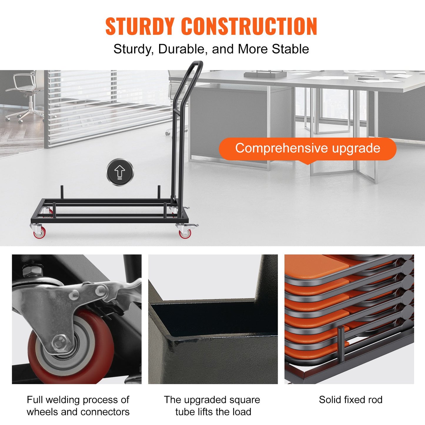 12 Chairs Folding Chair Storage Dolly Folding Chairs Rack Heavy Duty Iron - Image 3