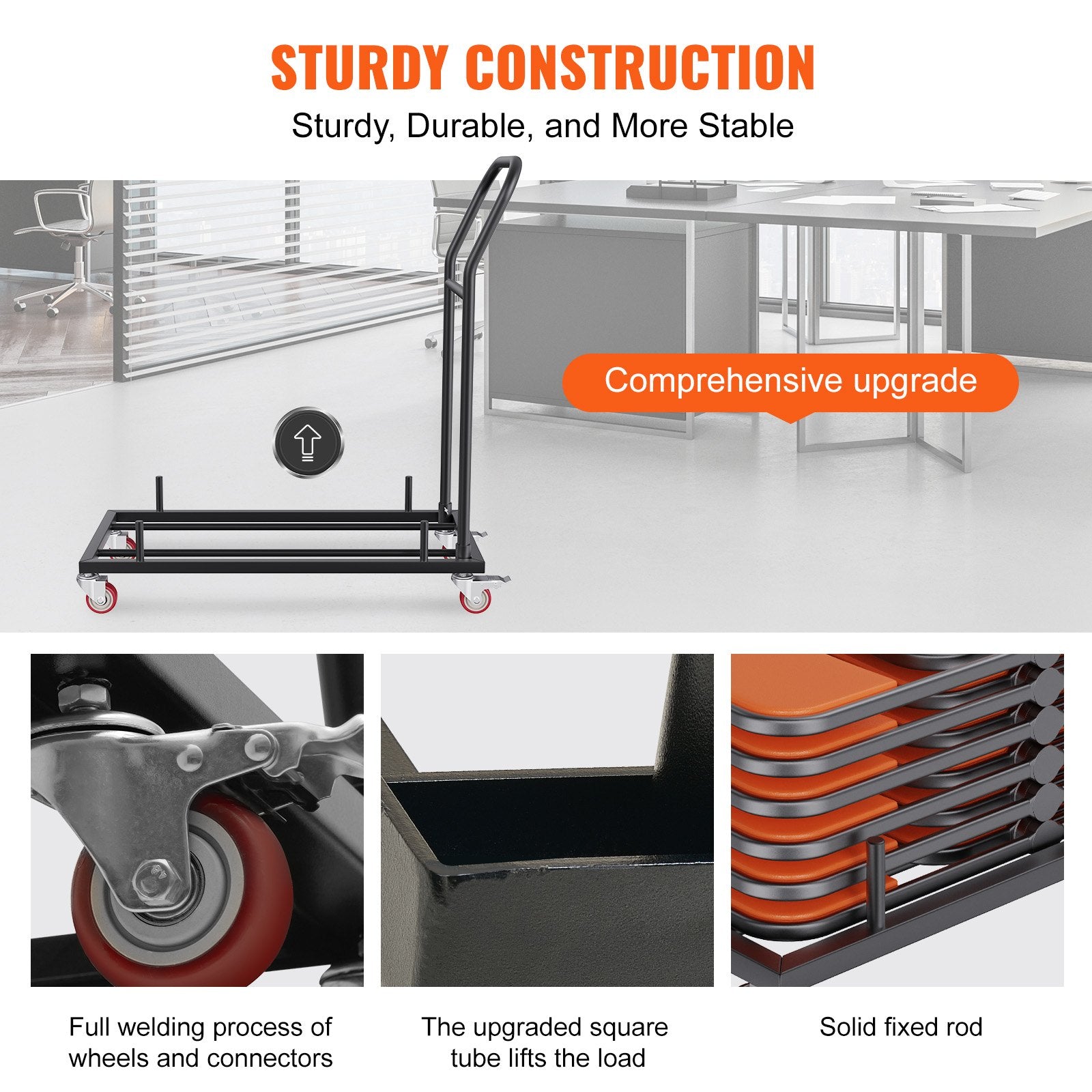 12 Chairs Folding Chair Storage Dolly Folding Chairs Rack Heavy Duty Iron - Image 3