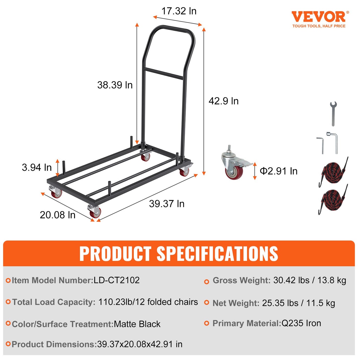 12 Chairs Folding Chair Storage Dolly Folding Chairs Rack Heavy Duty Iron - Image 7