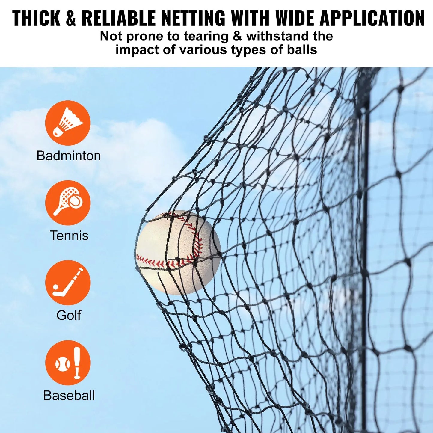 Baseball Batting Netting, Professional Softball Baseball Batting Hitting Training Net, Practice Portable Pitching Cage Net with Door & Carry Bag, Heavy Duty Enclosed PE Netting,1676CM (NET ONLY) - Image 3