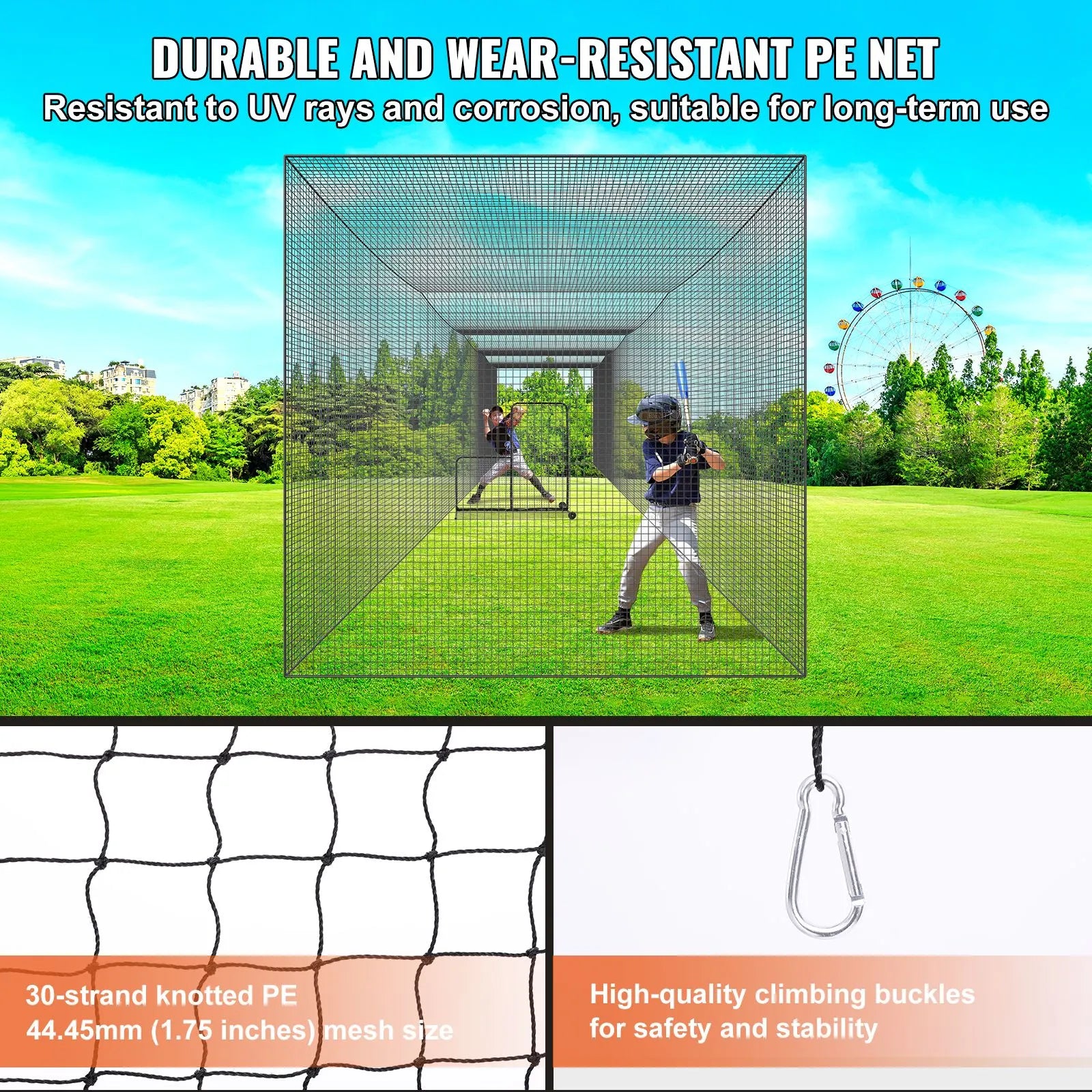 Baseball Batting Netting, Professional Softball Baseball Batting Hitting Training Net, Practice Portable Pitching Cage Net with Door & Carry Bag, Heavy Duty Enclosed PE Netting,1676CM (NET ONLY) - Image 4