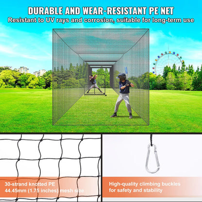 Baseball Batting Netting, Professional Softball Baseball Batting Hitting Training Net, Practice Portable Pitching Cage Net with Door & Carry Bag, Heavy Duty Enclosed PE Netting,1676CM (NET ONLY) - Image 4
