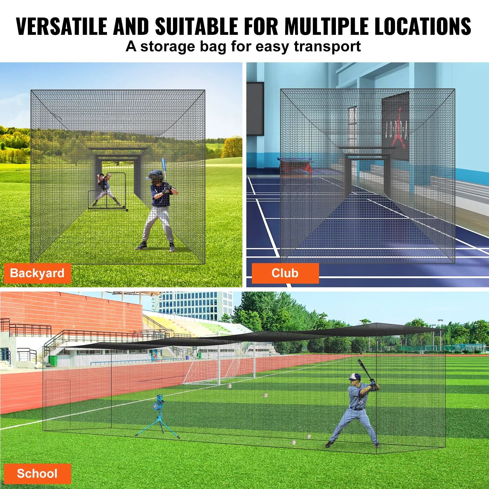 Baseball Batting Netting, Professional Softball Baseball Batting Hitting Training Net, Practice Portable Pitching Cage Net with Door & Carry Bag, Heavy Duty Enclosed PE Netting,1676CM (NET ONLY) - Image 5