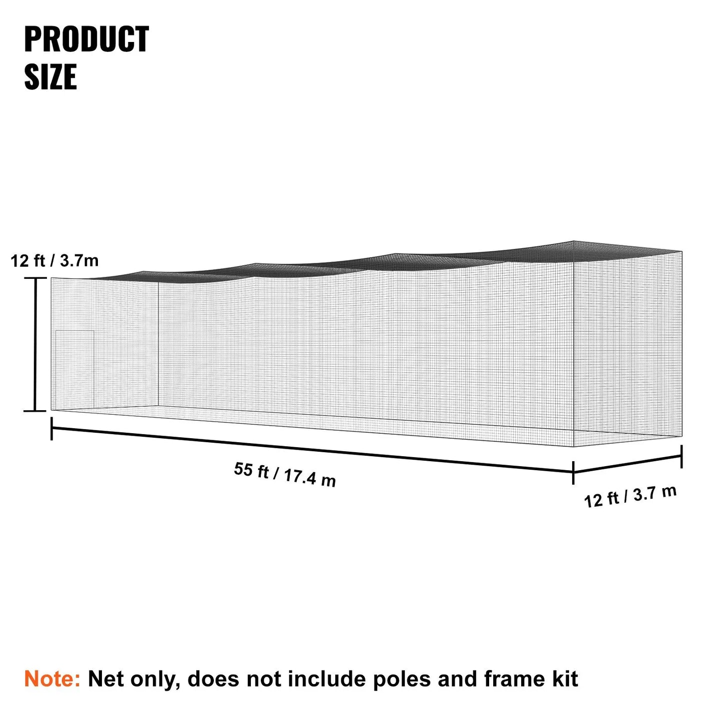 Baseball Batting Netting, Professional Softball Baseball Batting Hitting Training Net, Practice Portable Pitching Cage Net with Door & Carry Bag, Heavy Duty Enclosed PE Netting,1676CM (NET ONLY) - Image 6