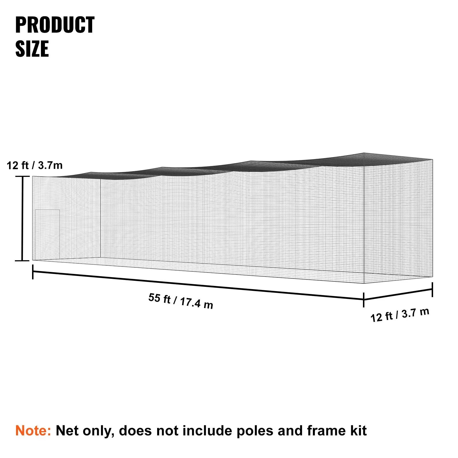 Baseball Batting Netting, Professional Softball Baseball Batting Hitting Training Net, Practice Portable Pitching Cage Net with Door & Carry Bag, Heavy Duty Enclosed PE Netting,1676CM (NET ONLY) - Image 6