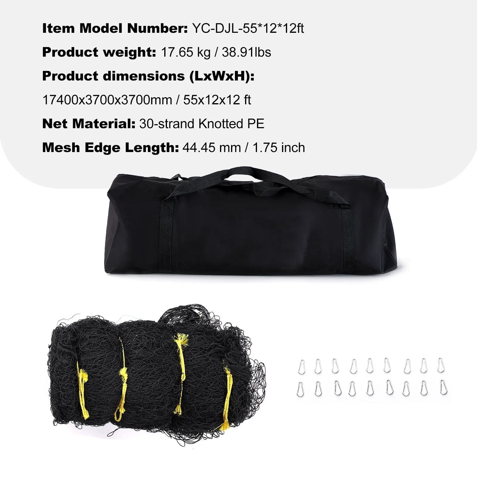 Baseball Batting Netting, Professional Softball Baseball Batting Hitting Training Net, Practice Portable Pitching Cage Net with Door & Carry Bag, Heavy Duty Enclosed PE Netting,1676CM (NET ONLY) - Image 7