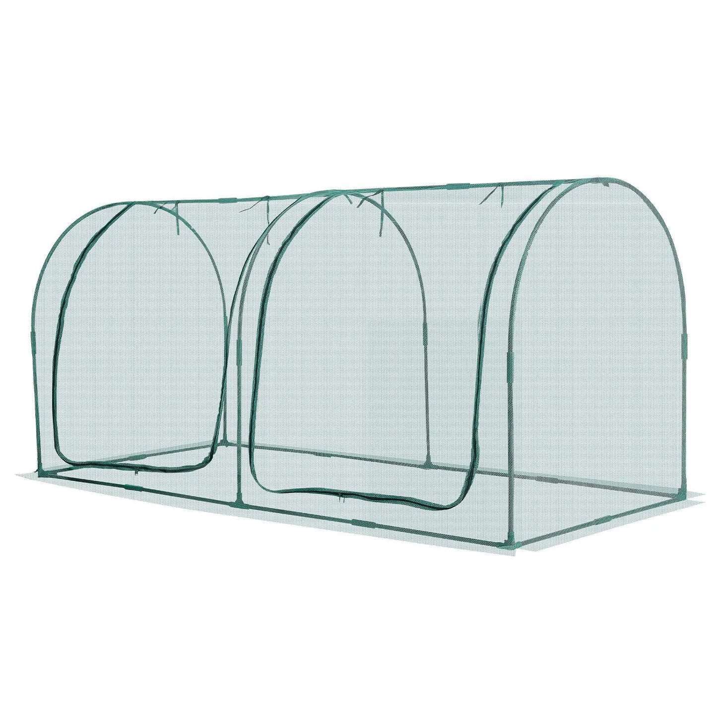 Crop Cage, 2.48 x 1.2 x 1.2 m Plant Protection Tent with Zippered Door, Wind-Resistant Tall Crop Cage, Easy to Install, Outdoor Raised Bed Cover with Frame, Plant Netting for Garden Patio Lawn