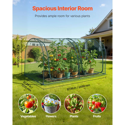 Crop Cage, 2.48 x 1.2 x 1.2 m Plant Protection Tent with Zippered Door, Wind-Resistant Tall Crop Cage, Easy to Install, Outdoor Raised Bed Cover with Frame, Plant Netting for Garden Patio Lawn - Image 2
