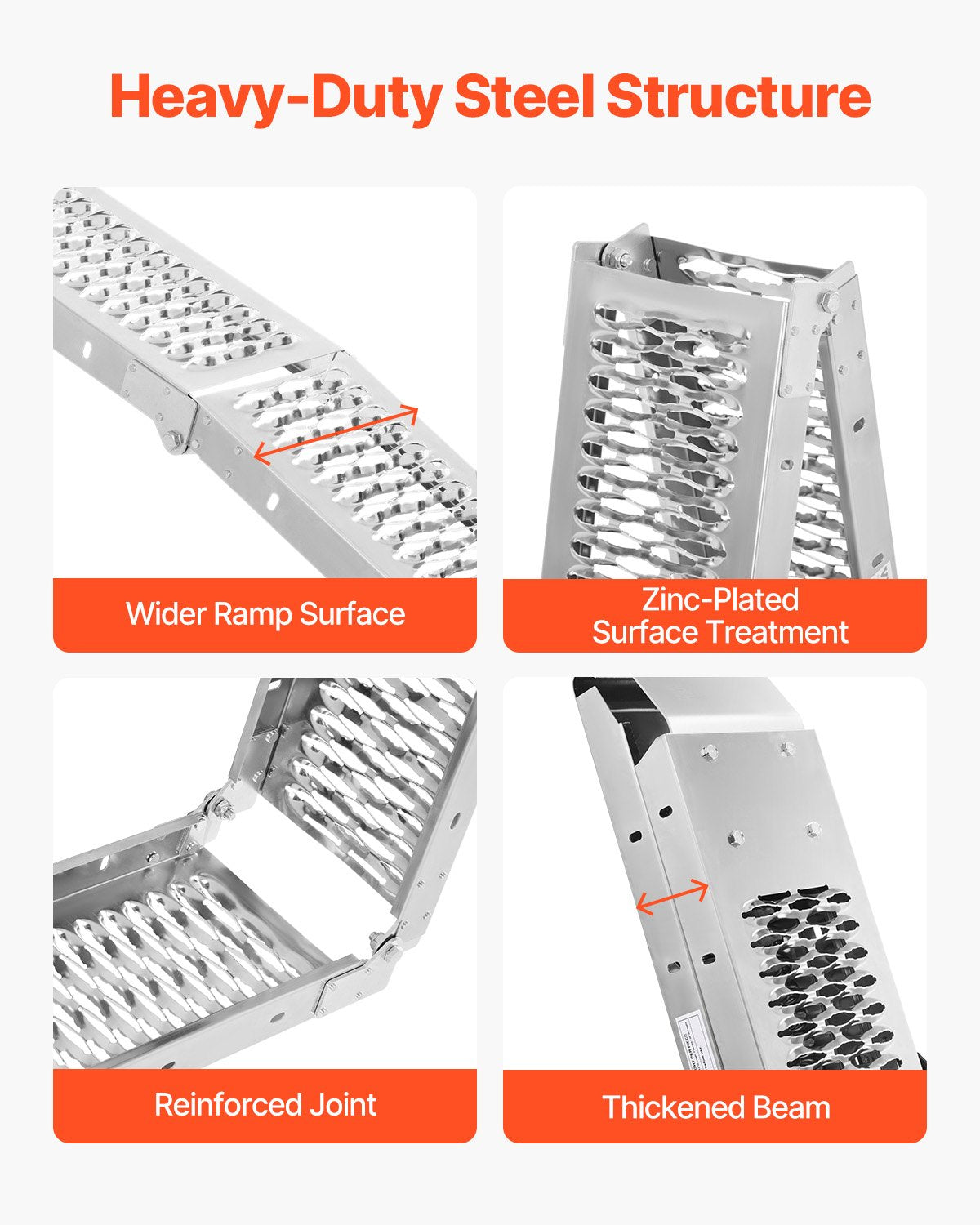 Steel Ramps, 1000 lbs, 2Pcs Heavy-duty Ramps with Wider Ramp Surface, Universal Stable Loading Ramp with Handles, Fit for ATV, UTV, Motorcycle, Electric Bicycle, etc. - Image 3