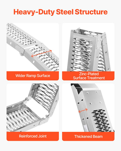 Steel Ramps, 1000 lbs, 2Pcs Heavy-duty Ramps with Wider Ramp Surface, Universal Stable Loading Ramp with Handles, Fit for ATV, UTV, Motorcycle, Electric Bicycle, etc. - Image 3