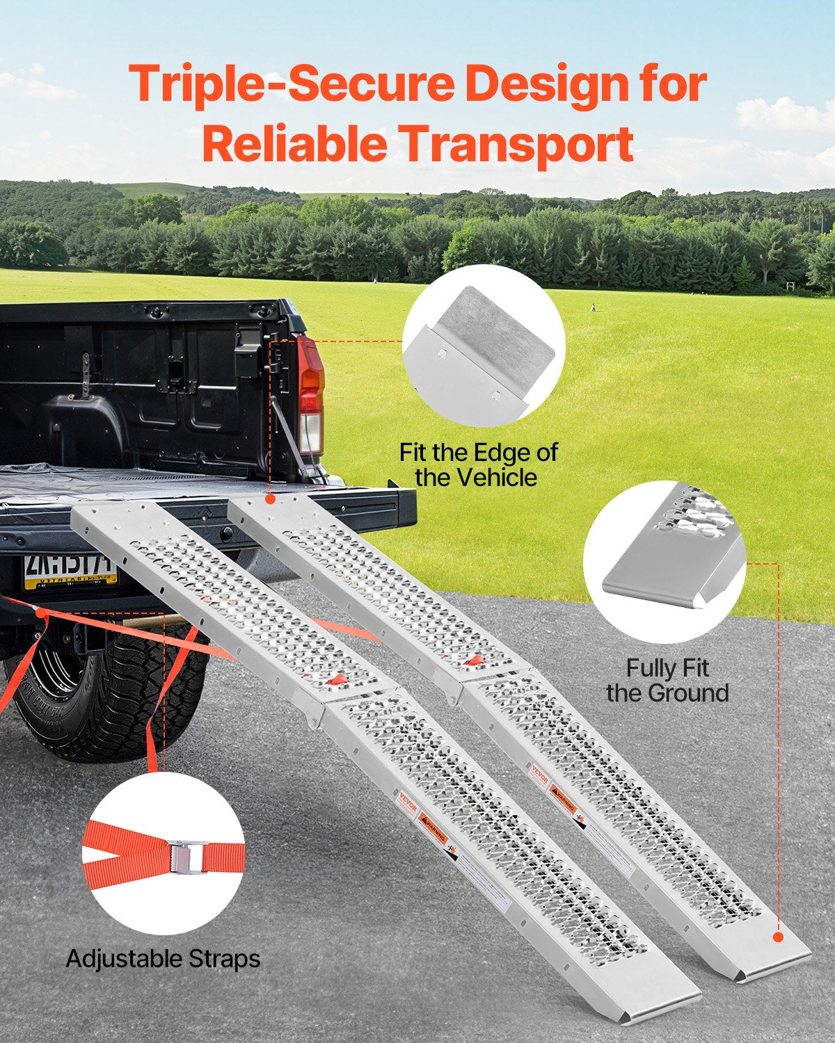 Steel Ramps, 1000 lbs, 2Pcs Heavy-duty Ramps with Wider Ramp Surface, Universal Stable Loading Ramp with Handles, Fit for ATV, UTV, Motorcycle, Electric Bicycle, etc. - Image 4