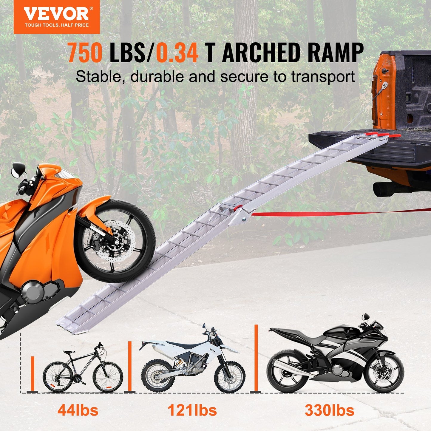 Aluminum Ramp 750 LBS Foldable Loading Ramps for Pickup Trucks Bed 1 Piece - Image 2