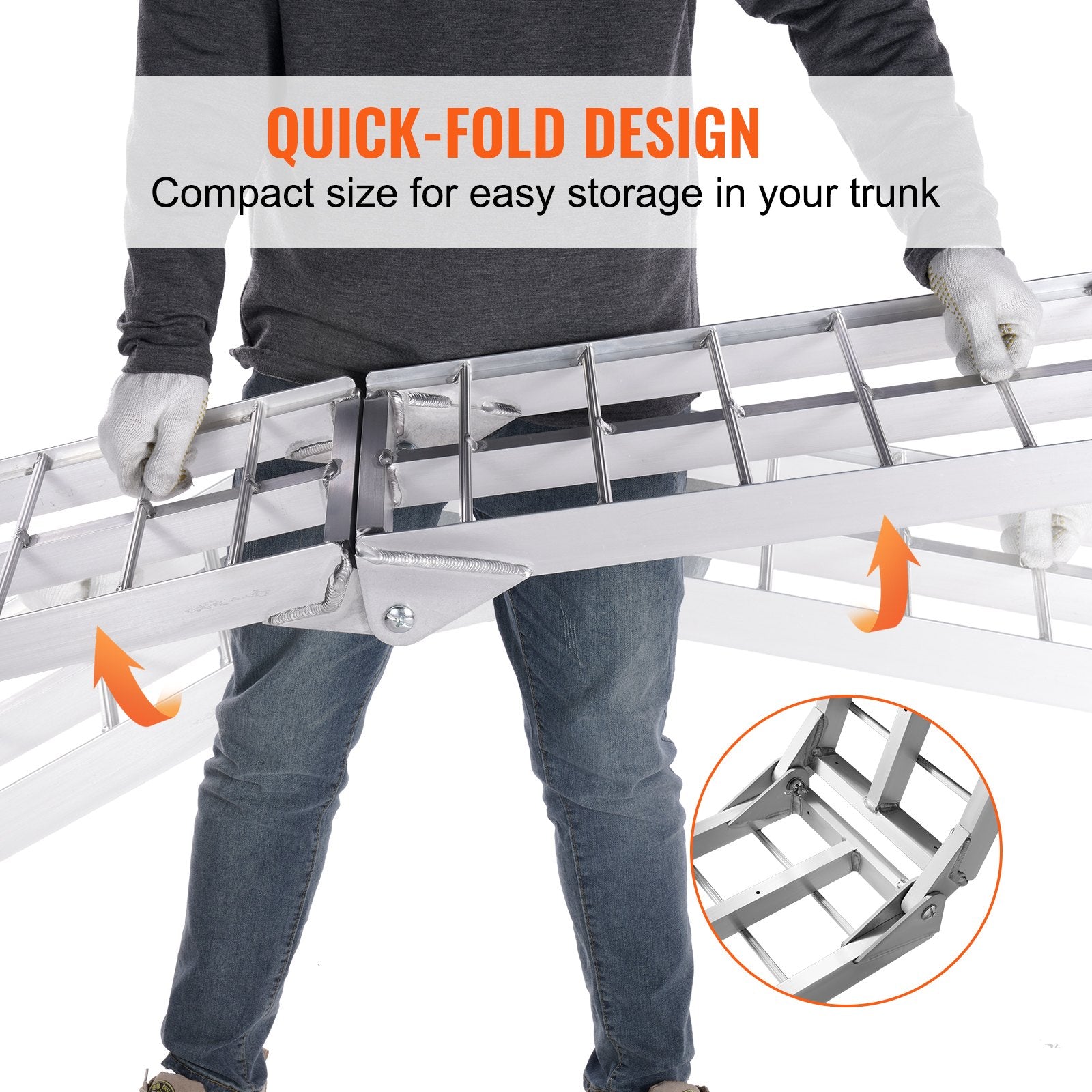 Aluminum Ramp 750 LBS Foldable Loading Ramps for Pickup Trucks Bed 1 Piece - Image 3