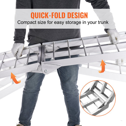 Aluminum Ramp 750 LBS Foldable Loading Ramps for Pickup Trucks Bed 1 Piece - Image 3