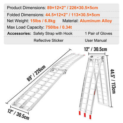 Aluminum Ramp 750 LBS Foldable Loading Ramps for Pickup Trucks Bed 1 Piece - Image 7