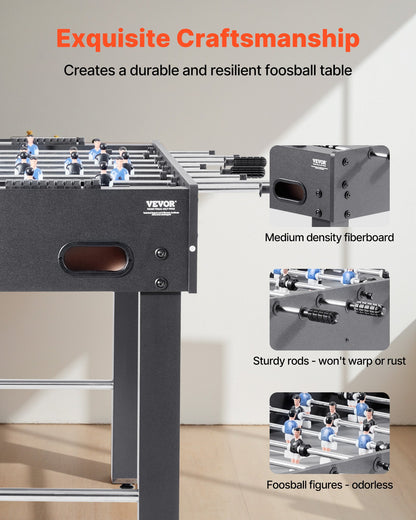 Foosball Table, 121 cm Standard Size Table, Indoor Full Size Foosball Tables for Home, Family, and Game Room, Durable Soccer Set, Includes 2 Balls, Score Keeper, and 2 Cup Holders - Image 2