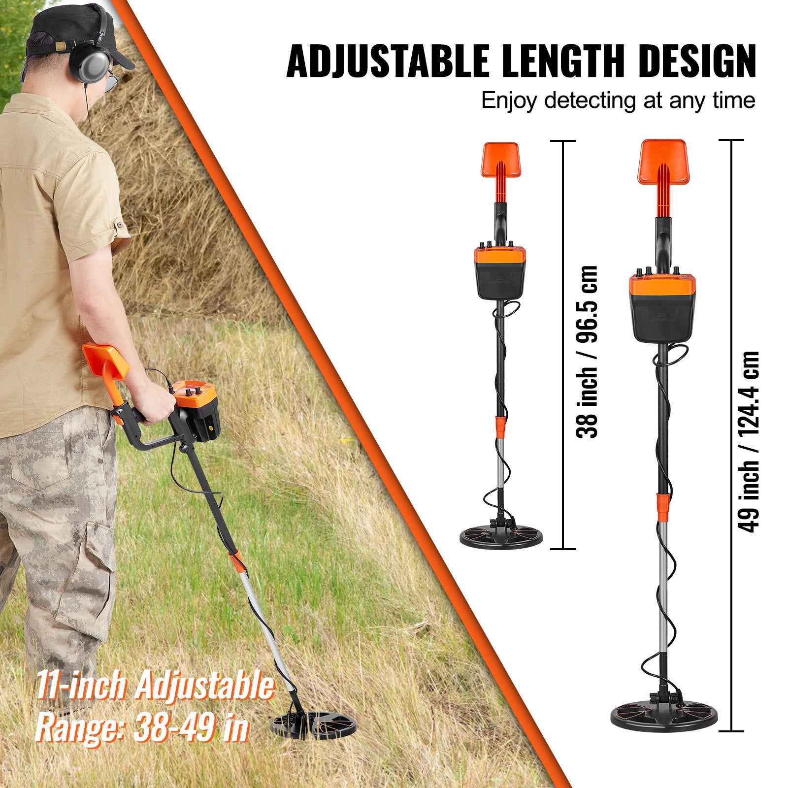 Metal Detector for Adults & Kids, 8", Professional Adjustable Higher Accuracy Gold Detector, IP68 Waterproof Coil with LCD Display Advanced DSP Chip, for Detecting Gold Coin Treasure Hunting - Image 3