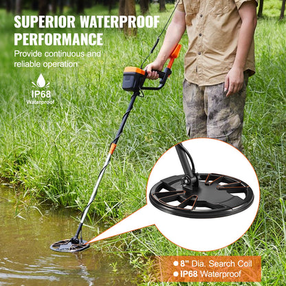 Metal Detector for Adults & Kids, 8", Professional Adjustable Higher Accuracy Gold Detector, IP68 Waterproof Coil with LCD Display Advanced DSP Chip, for Detecting Gold Coin Treasure Hunting - Image 5
