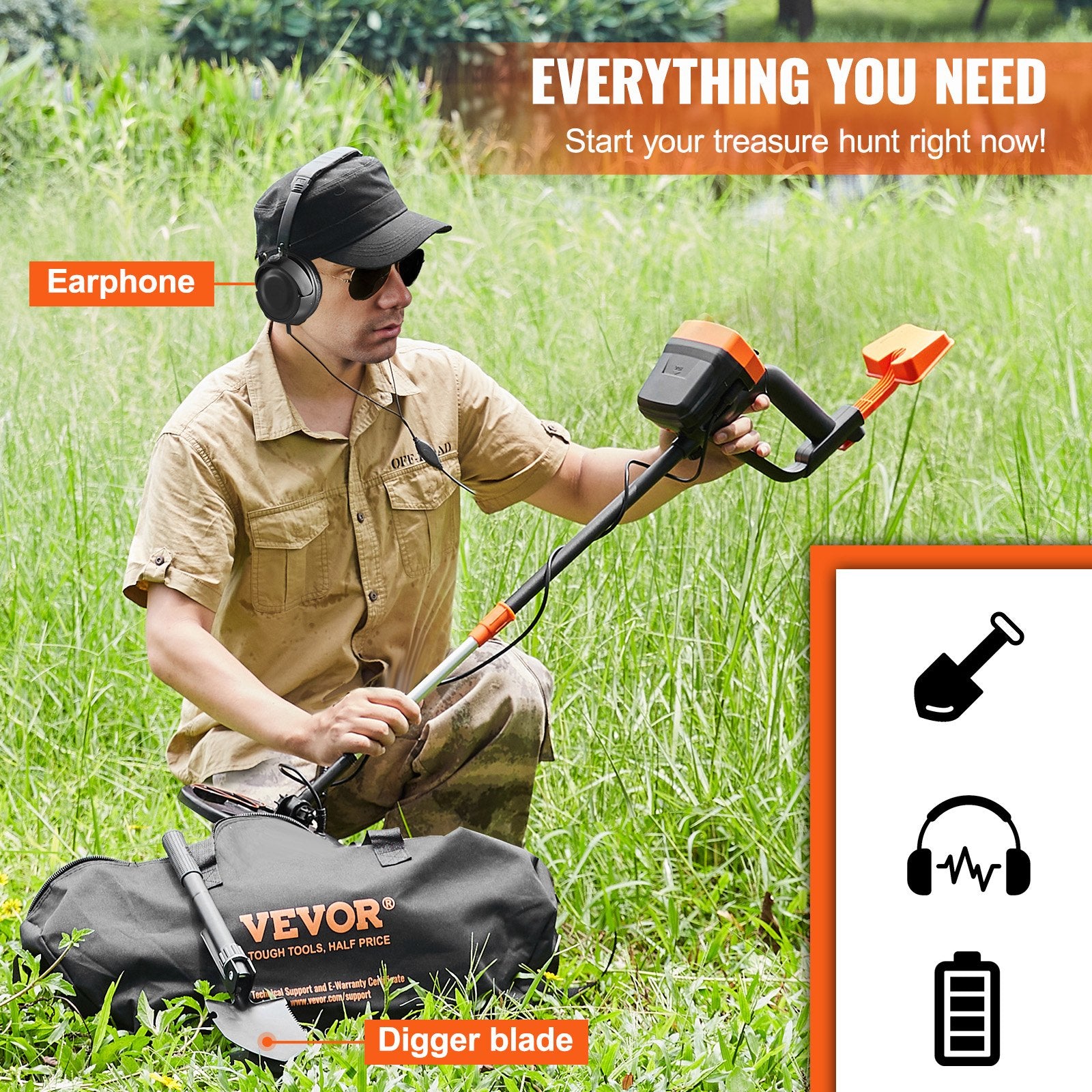 Metal Detector for Adults & Kids, 8", Professional Adjustable Higher Accuracy Gold Detector, IP68 Waterproof Coil with LCD Display Advanced DSP Chip, for Detecting Gold Coin Treasure Hunting - Image 6