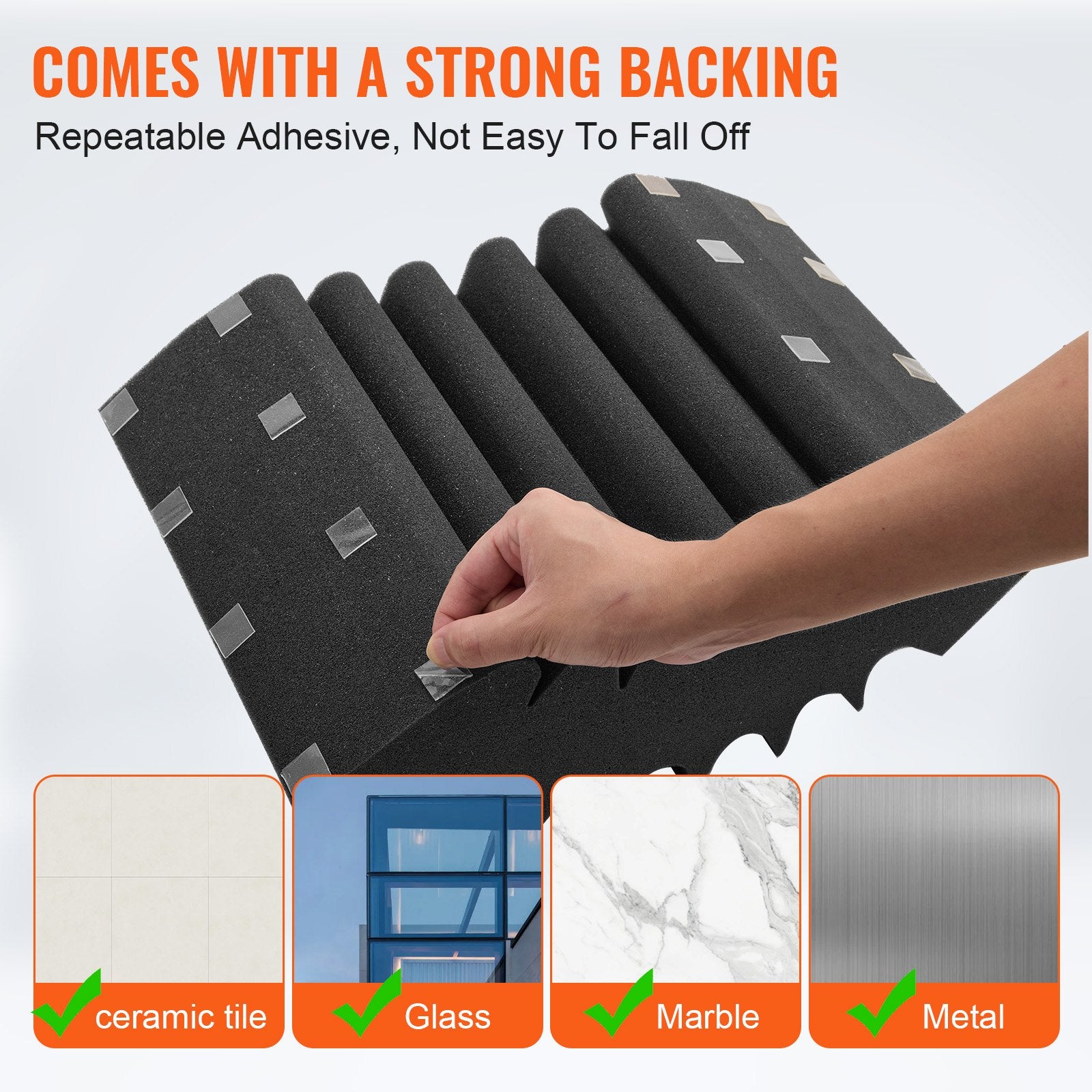 Acoustic Foam Panels 4 Pack 16.5 x 6.3 x 12 in Adhesive for Wall Ceiling - Image 4