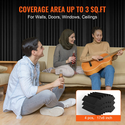 Acoustic Foam Panels 4 Pack 16.5 x 6.3 x 12 in Adhesive for Wall Ceiling - Image 5