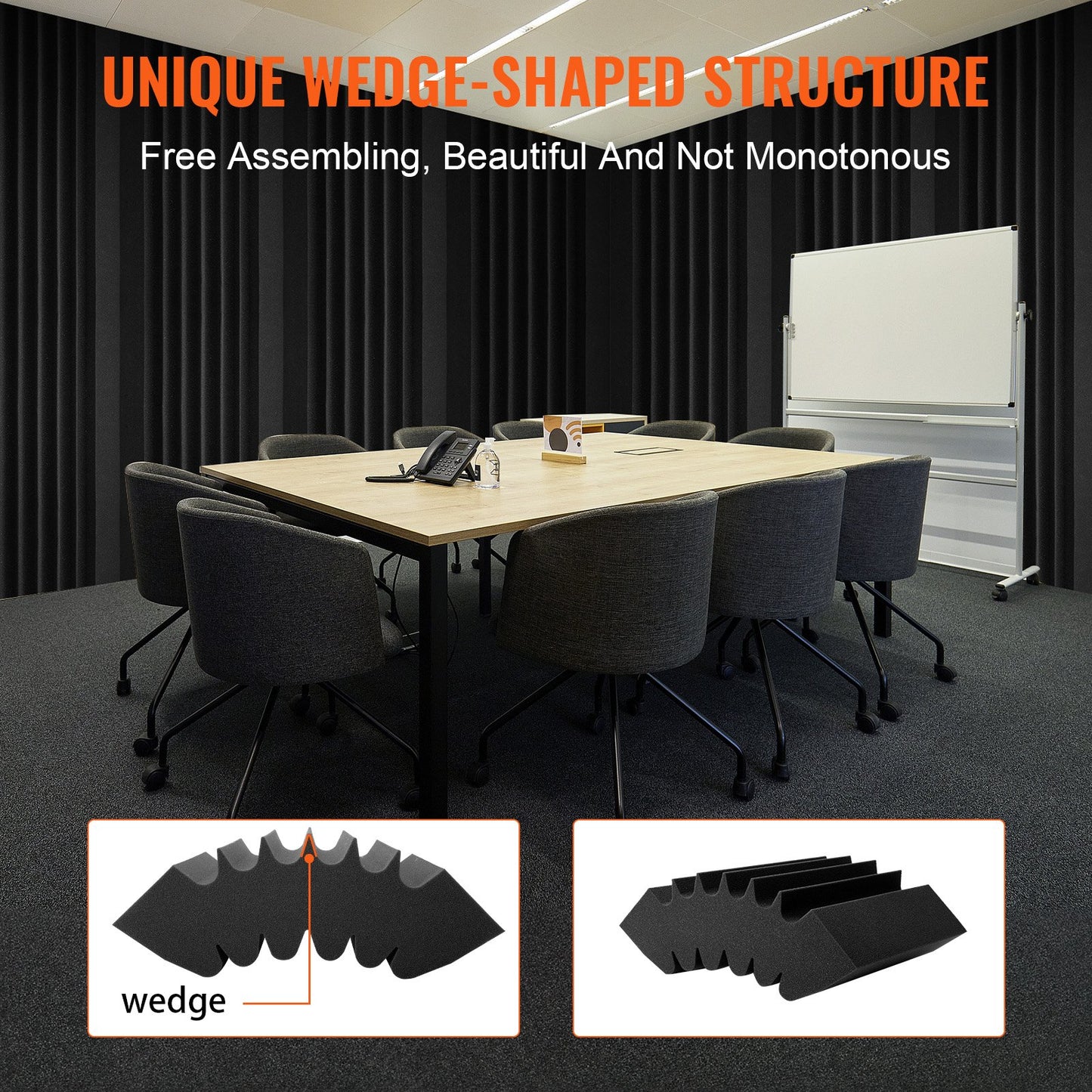Acoustic Foam Panels 4 Pack 16.5 x 6.3 x 12 in Adhesive for Wall Ceiling - Image 6