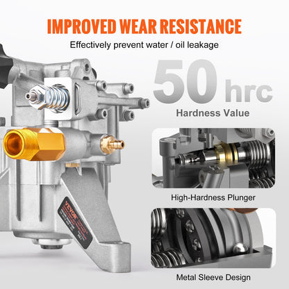 Pressure Washer Pump, 22 mm Shaft Vertical, 3400 PSI, 2.5 GPM, Replacement Power Washer Pumps Kit, Parts Washer Pump, Compatible with Honda, Simpson, RYOBI, Briggs & Stratton, Subaru, Craftsman - Image 4