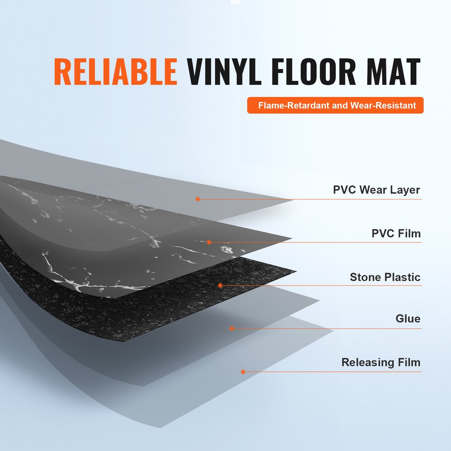 Self Adhesive Vinyl Floor Tiles 12 x 12 inch, 50 Tiles 1.5mm Thick Peel & Stick, Black Marble Texture DIY Flooring for Kitchen, Dining Room, Bedrooms & Bathrooms, Easy for Home Decor - Image 3