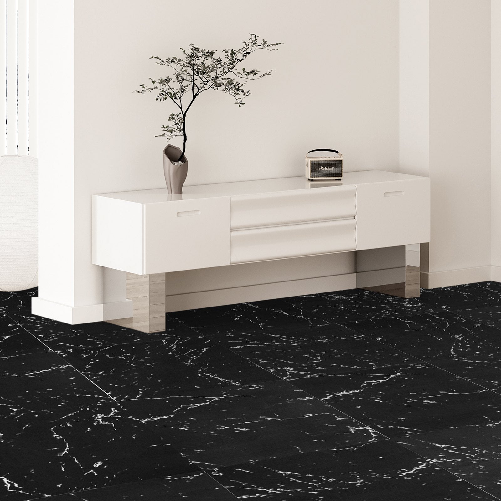 Self Adhesive Vinyl Floor Tiles 12 x 12 inch, 50 Tiles 1.5mm Thick Peel & Stick, Black Marble Texture DIY Flooring for Kitchen, Dining Room, Bedrooms & Bathrooms, Easy for Home Decor - Image 8