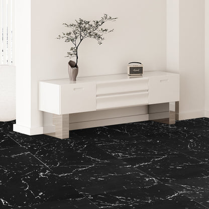 Self Adhesive Vinyl Floor Tiles 12 x 12 inch, 50 Tiles 1.5mm Thick Peel & Stick, Black Marble Texture DIY Flooring for Kitchen, Dining Room, Bedrooms & Bathrooms, Easy for Home Decor - Image 8