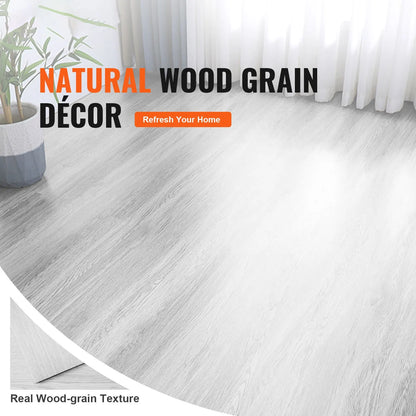 Self Adhesive Vinyl Floor Tiles 36 x 6 inch, 36 Tiles 2.5mm Thick Peel & Stick, Light Gray Wood Grain DIY Flooring for Kitchen, Dining Room, Bedrooms & Bathrooms, Easy for Home Decor - Image 2