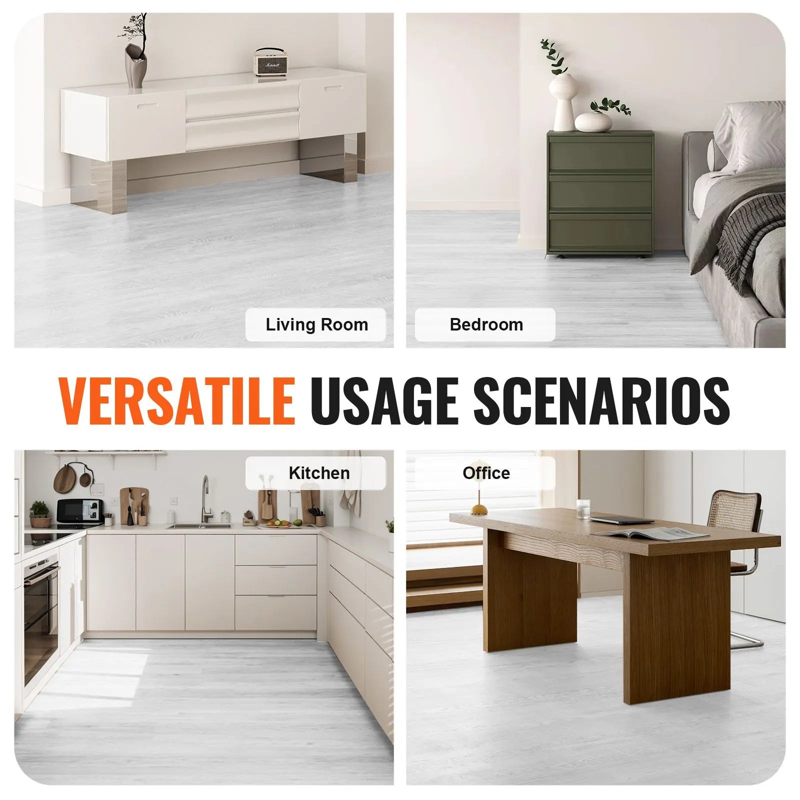 Self Adhesive Vinyl Floor Tiles 36 x 6 inch, 36 Tiles 2.5mm Thick Peel & Stick, Light Gray Wood Grain DIY Flooring for Kitchen, Dining Room, Bedrooms & Bathrooms, Easy for Home Decor - Image 6