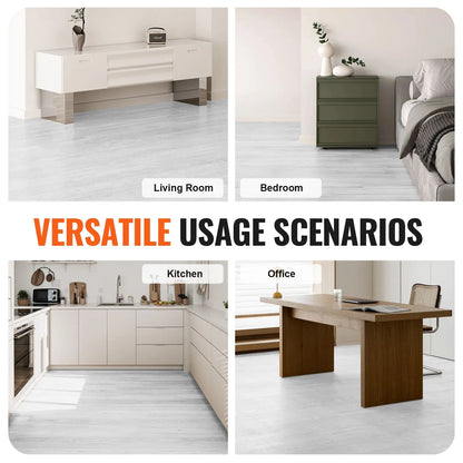 Self Adhesive Vinyl Floor Tiles 36 x 6 inch, 36 Tiles 2.5mm Thick Peel & Stick, Light Gray Wood Grain DIY Flooring for Kitchen, Dining Room, Bedrooms & Bathrooms, Easy for Home Decor - Image 6