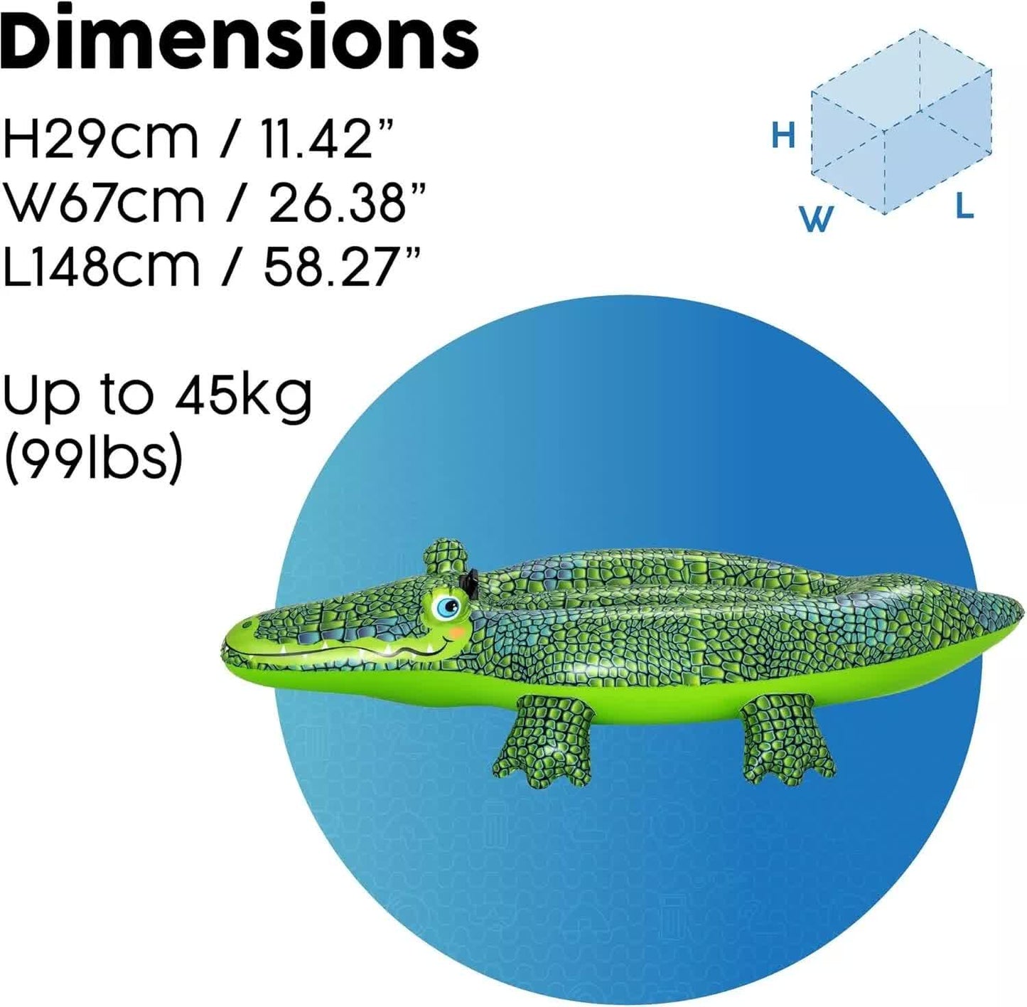 Bestway 1.52m x 71cm Buddy Crocodile Ride-On - Image 3