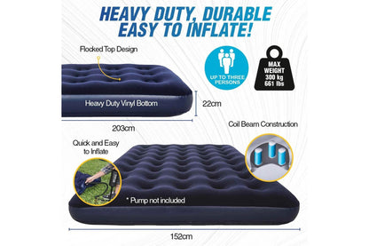Bestway 2.03m x 1.52m x 22cm Air Mattress Queen Inflatable Air Bed Indoor/Outdoor Heavy Duty Durable Camping - Image 3