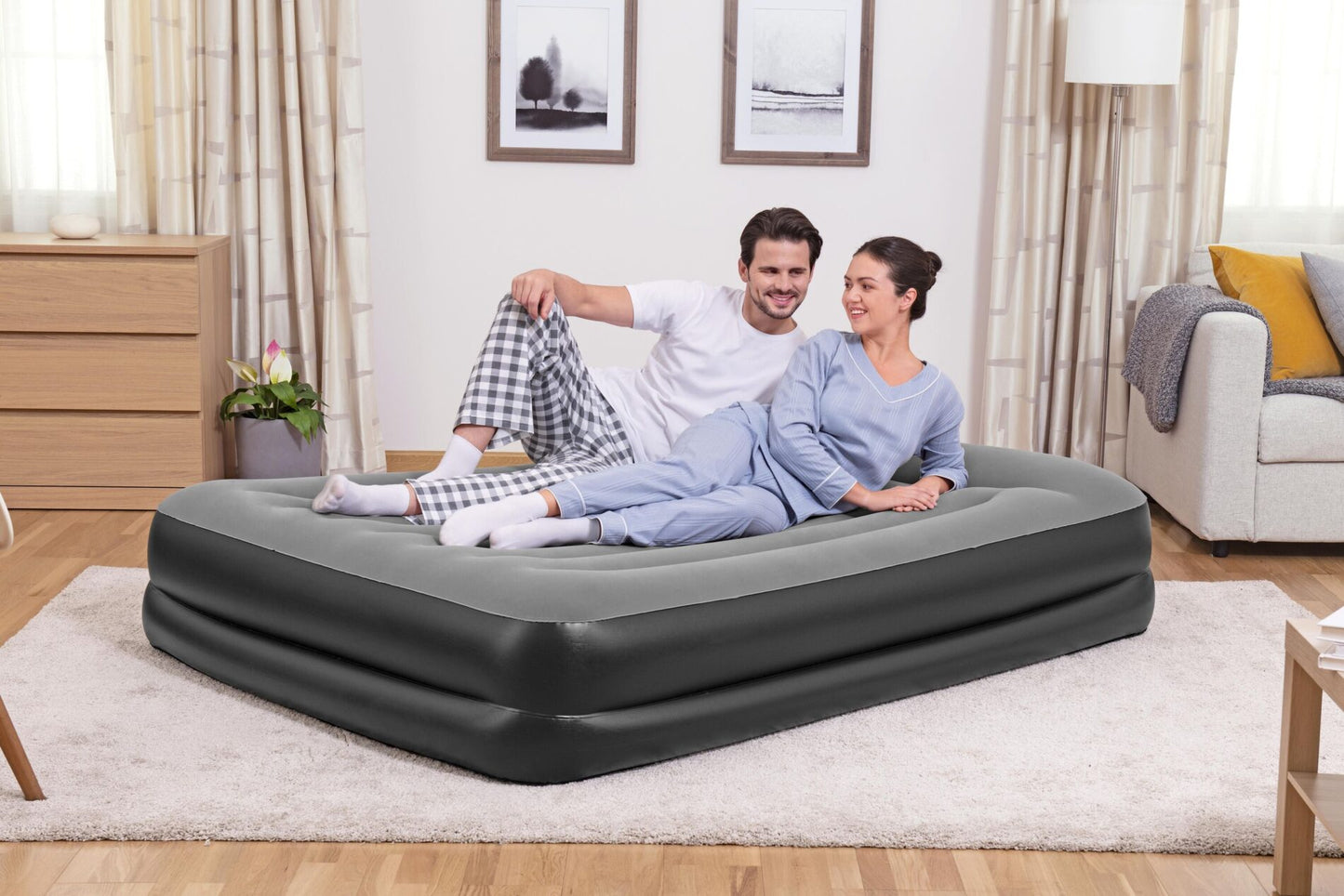 Bestway 2.03m x 1.52m x 46cm Tritech Air Mattress Queen Built-in AC pump - Image 2