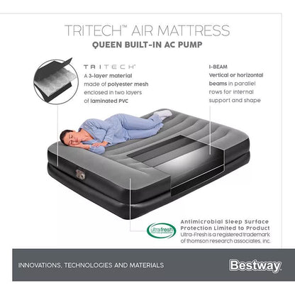 Bestway 2.03m x 1.52m x 46cm Tritech Air Mattress Queen Built-in AC pump - Image 7