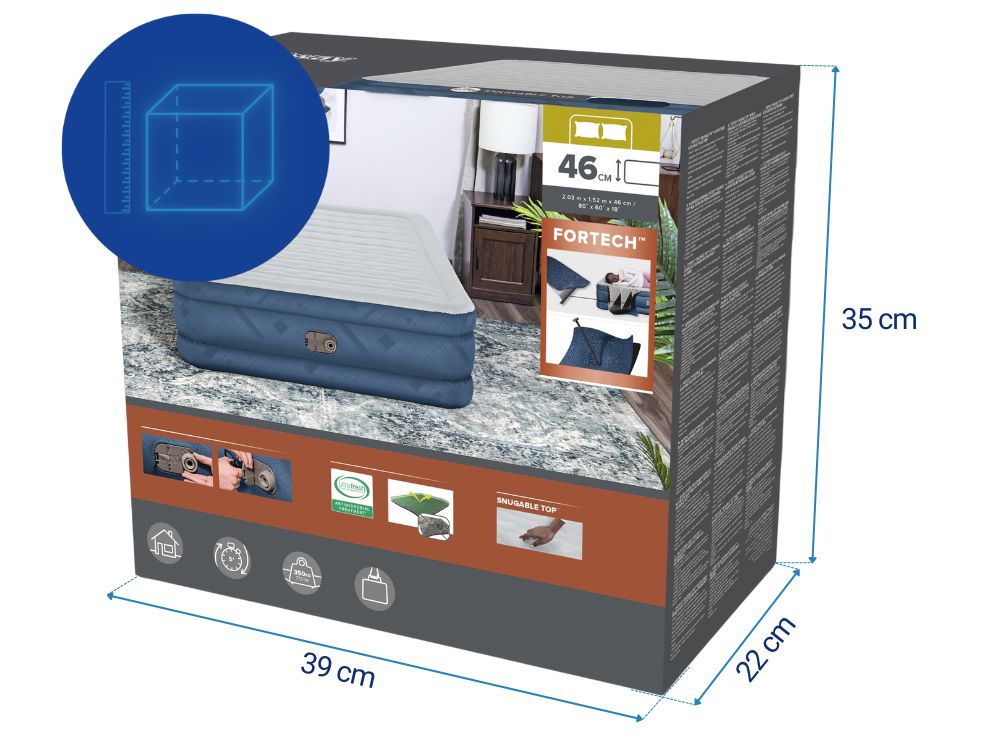 Bestway 2.03m x 1.52m x 46cm Fortech Snugable Top Air Inflatable Mattress Queen Built-in AC Pump - Image 4