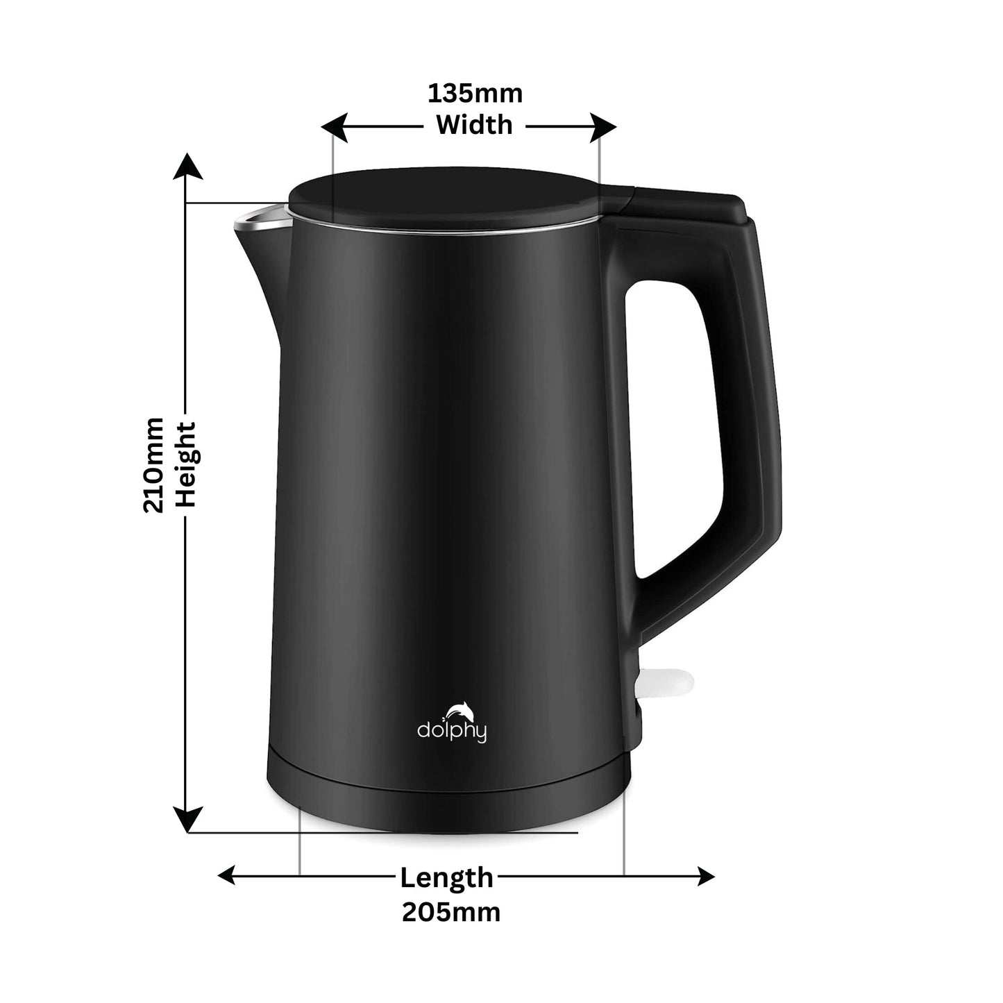 1.0L Black Stainless Steel Kettle - Image 2