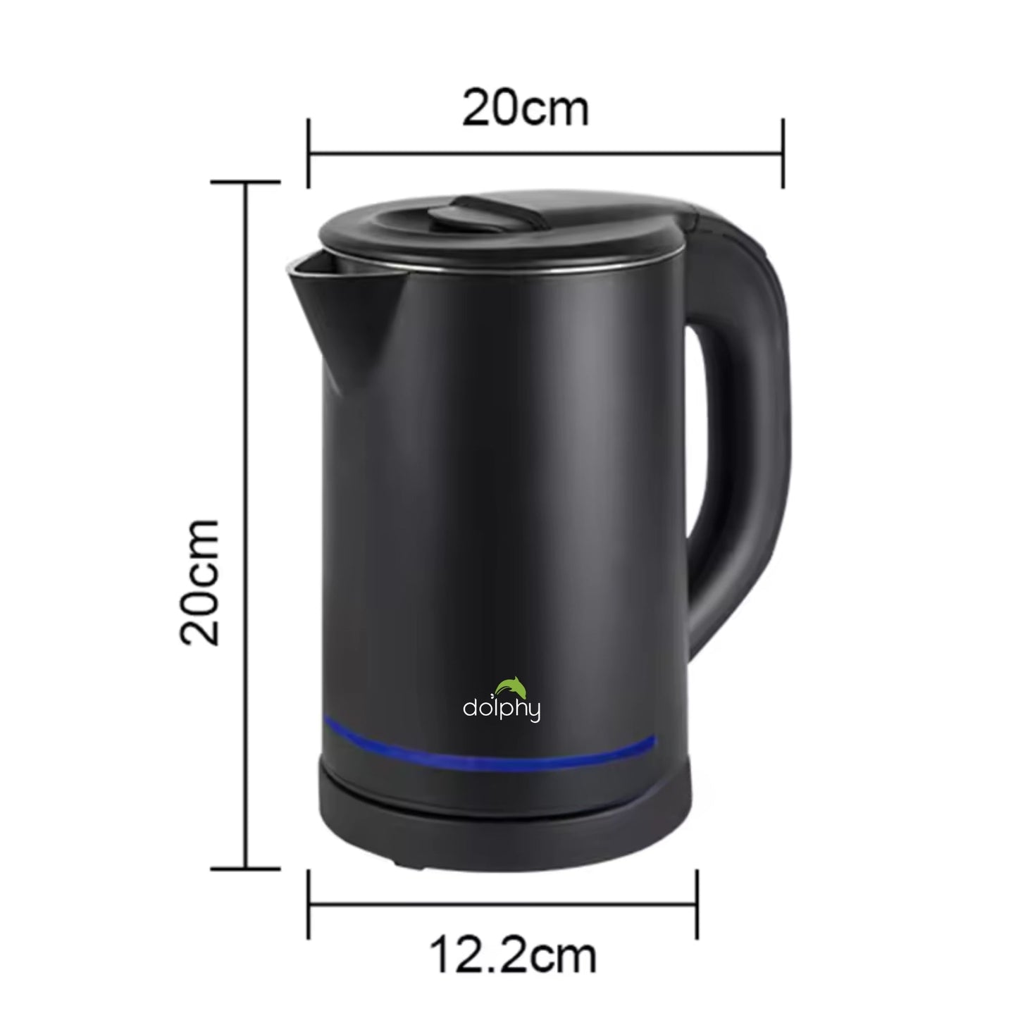 0.8L Electric Kettle Matt Black With Light Design - Image 3