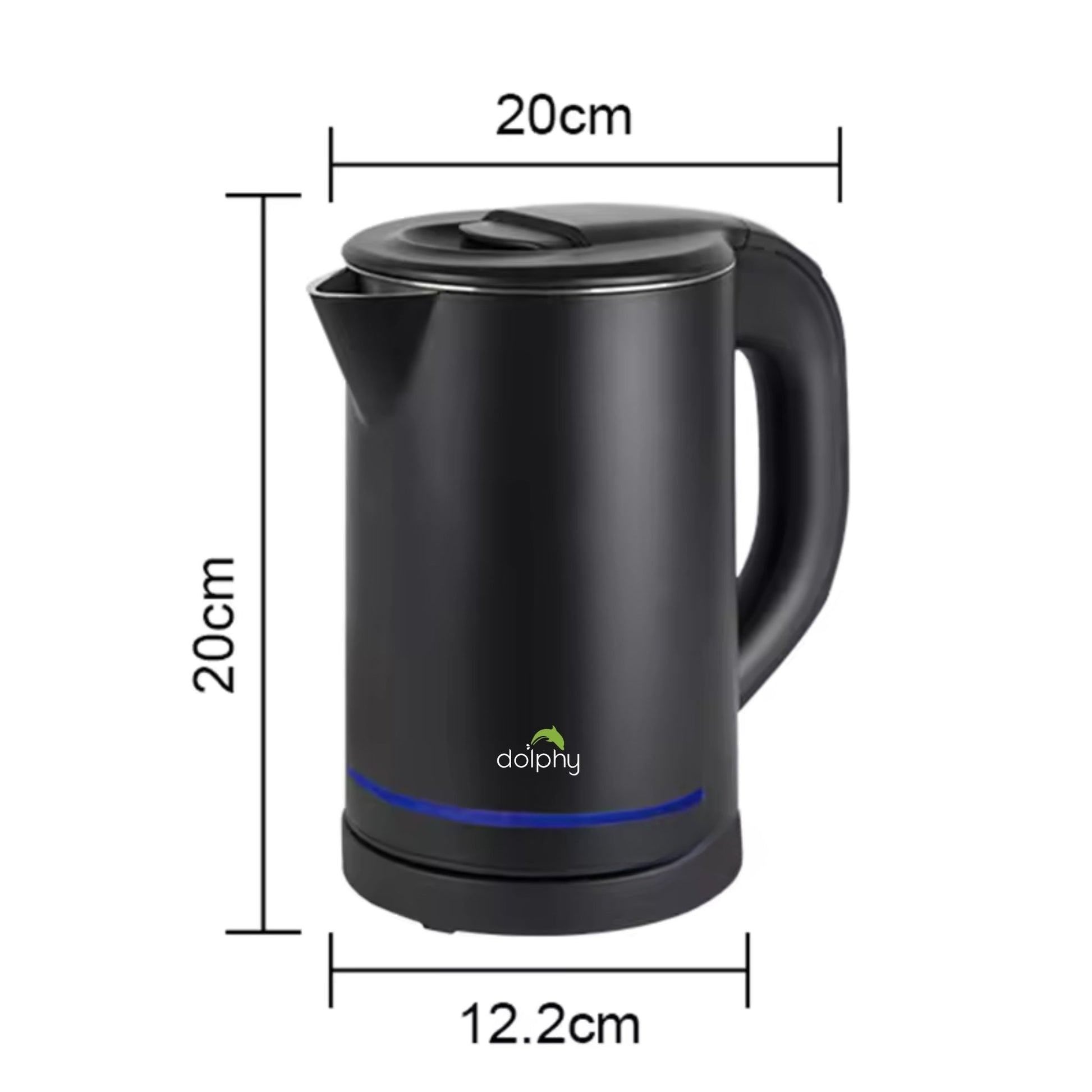 0.8L Electric Kettle Matt Black With Light Design - Image 3